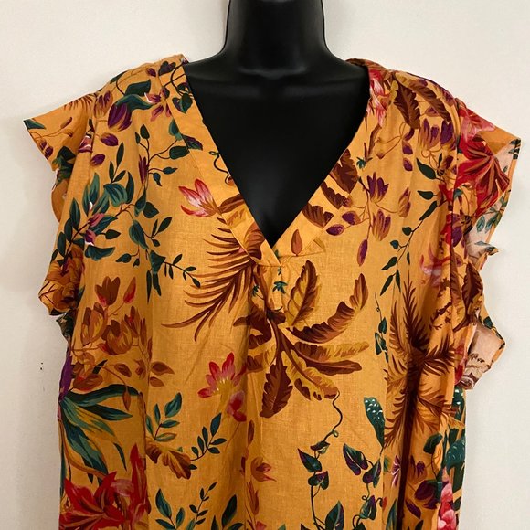 Rachel Rachel Roy Linen Flutter Sleeve Top 3X - Picture 2 of 10